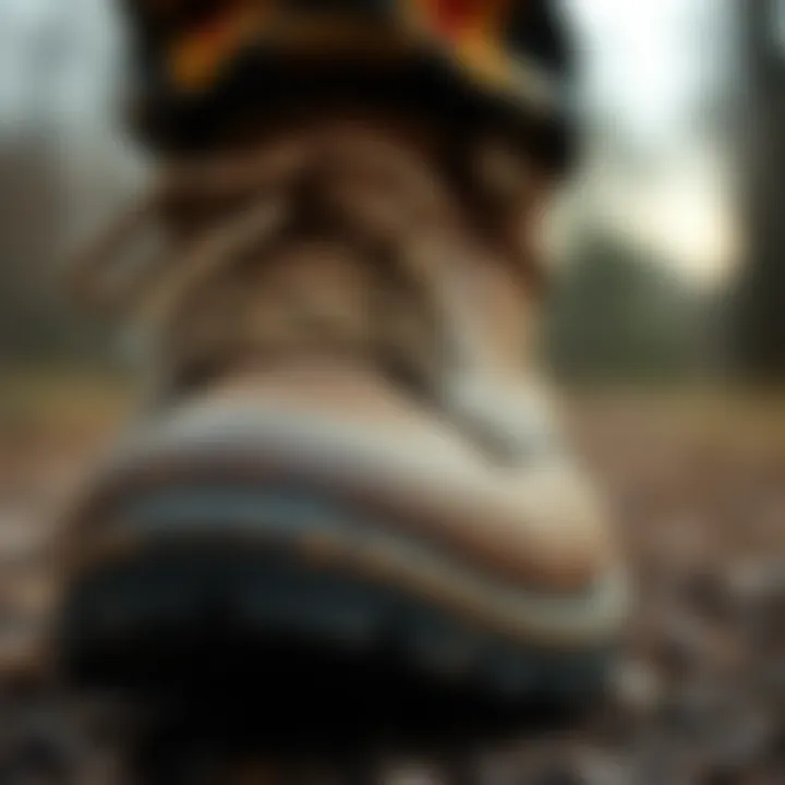 Close-up of the durable materials used in lumberjack shoes