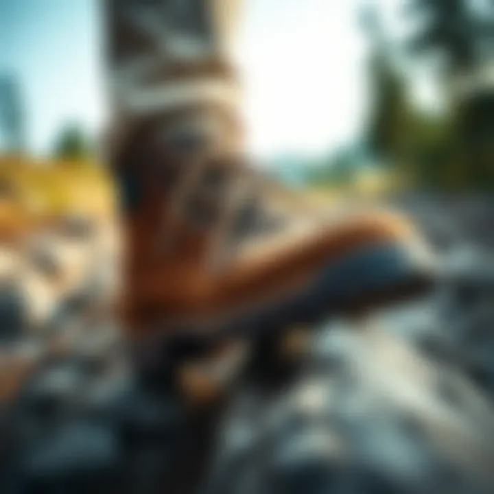 Lumberjack shoes worn during an outdoor adventure