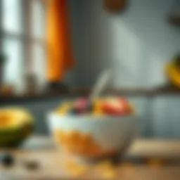 Healthy bowl of corn flakes with fruits