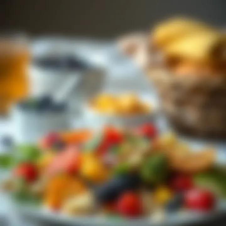 A colorful plate of nutritious foods rich in happiness-enhancing nutrients