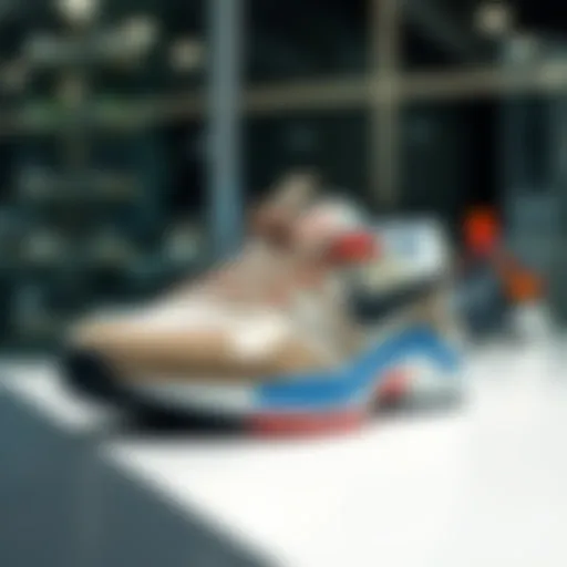 Trendy sports shoes on display