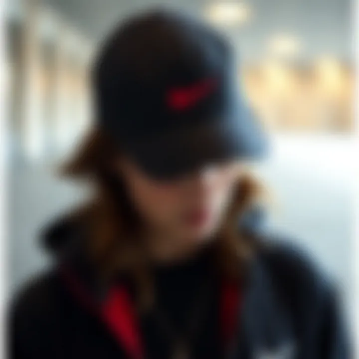 Fashionable Nike cap paired with sporty outfit