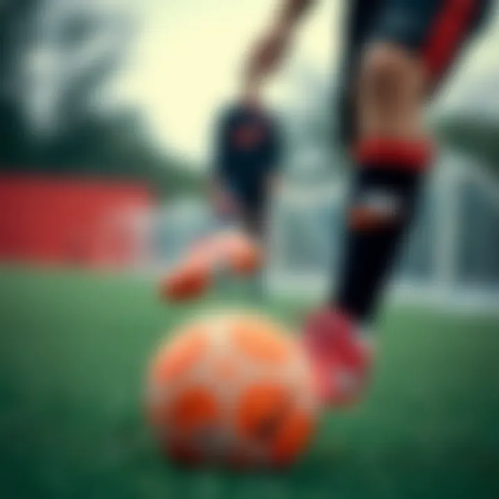 Playing Soccer in Nike Athletic Footwear Child playing soccer wearing Nike athletic footwear