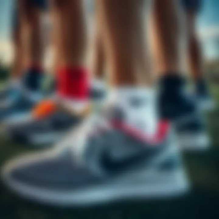 Group of athletes wearing various models of Nike turf shoes