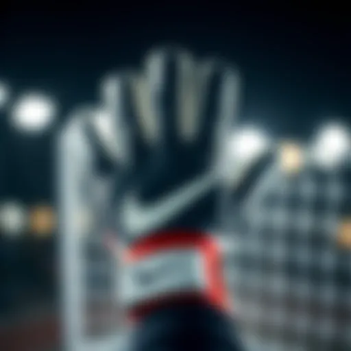 Close-up view of the Nike Phantom Elite goalkeeper glove showcasing its sleek design and branding.