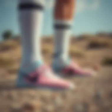 Nike socks paired with athletic footwear in an outdoor setting.