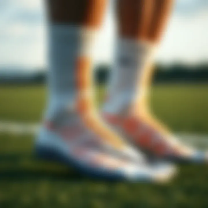 A close-up of Nike socks highlighting their unique fabric.