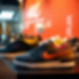 Dynamic Nike sports shoes on display