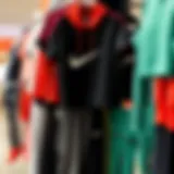 A vibrant display of Nike athletic wear showcasing various styles and colors.