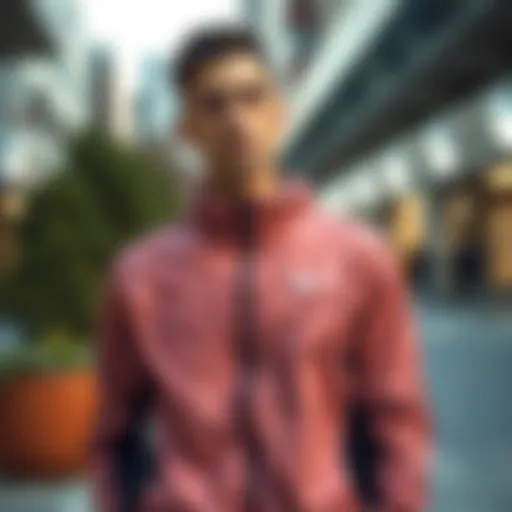 Stylish zippered jacket in an urban setting