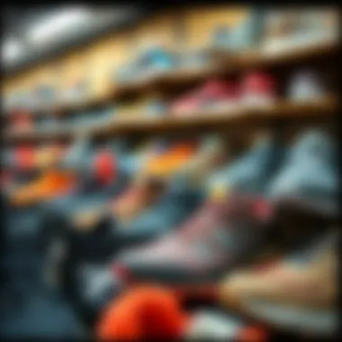 Diverse Range of Outdoor Shoes A selection of outdoor shoes displayed in a retail setting