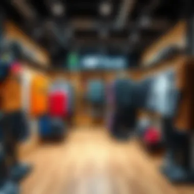 Trendy outlet sportswear display in an attractive setting