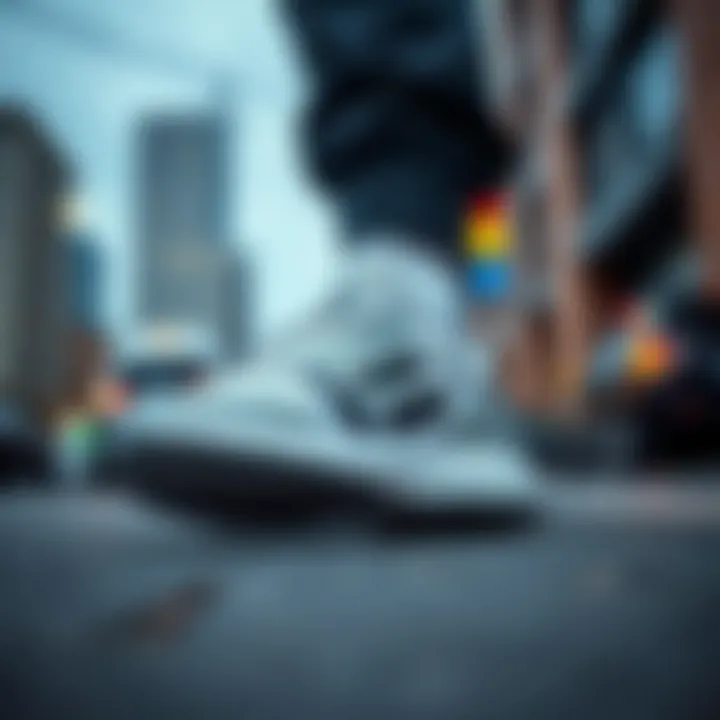 Person wearing Adidas Mickey Mouse shoes in urban setting