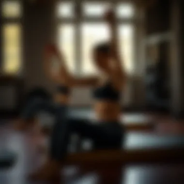 Demonstration of basic Pilates exercises