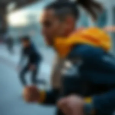 Functionality Meets Style in Motion Athletic figure showcasing Puma jacket during activity