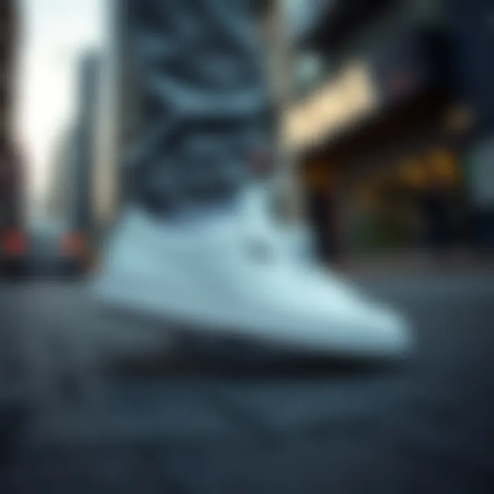 Stylish Puma white sneaker on a city street