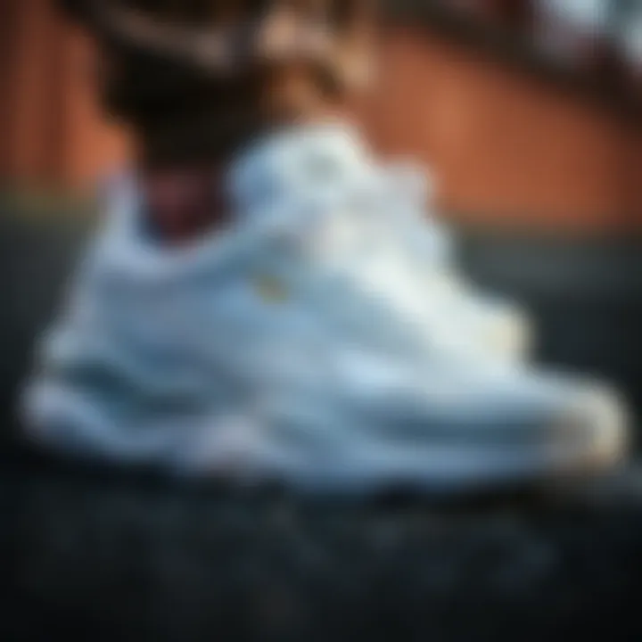 Close-up of Puma white sneaker detailing