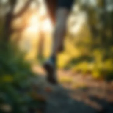 User enjoying a run in Reebok Gore-Tex shoes on a nature trail