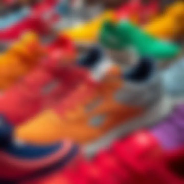 A variety of Reebok shoe models in a vibrant array of colors.