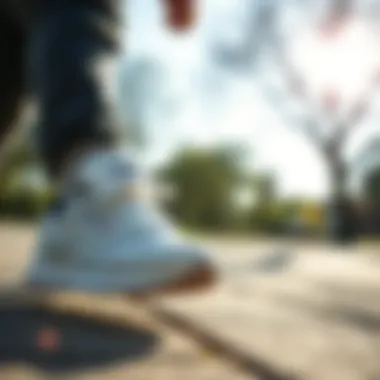 A child wearing Reebok sports shoes while playing outdoors