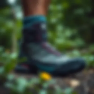 Salomon Quest 4D GTX Forces in Nature The Salomon Quest 4D GTX Forces boots in a natural outdoor setting.