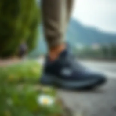 User enjoying outdoor activities while wearing Skechers D LUX Walker.