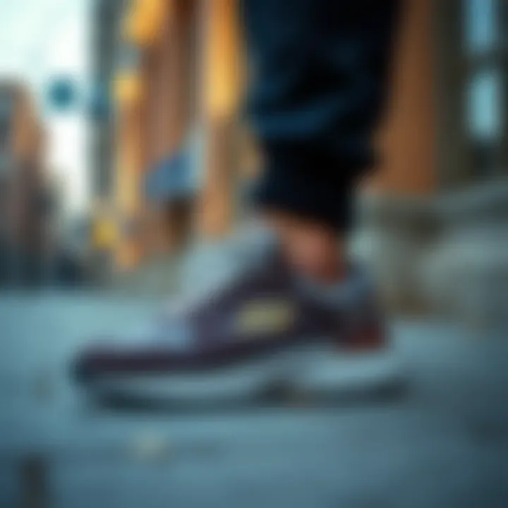 Skechers D LUX Walker displayed in a stylish urban setting.