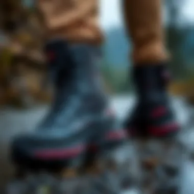 Close-up view of Skechers waterproof boots highlighting their performance features