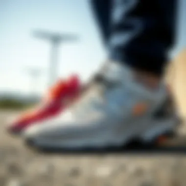 Close-up of Lotto shoes highlighting innovative design features