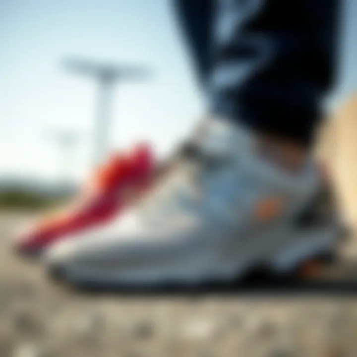 Close-up of Lotto shoes highlighting innovative design features