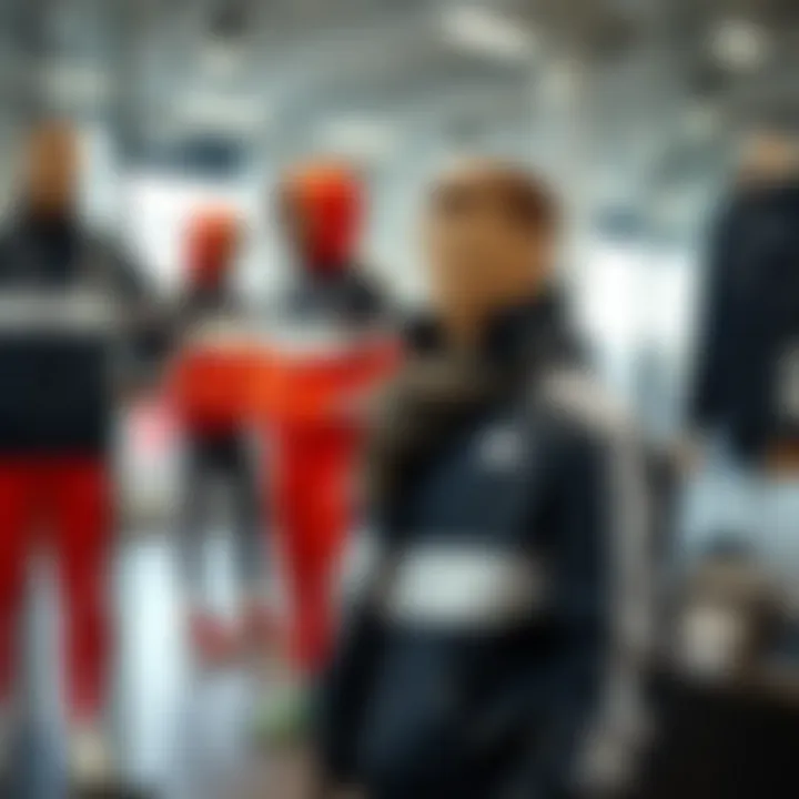 Stylish athletic tracksuit display in a modern setting