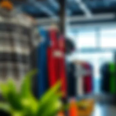 Trendy jerseys displayed in a retail environment