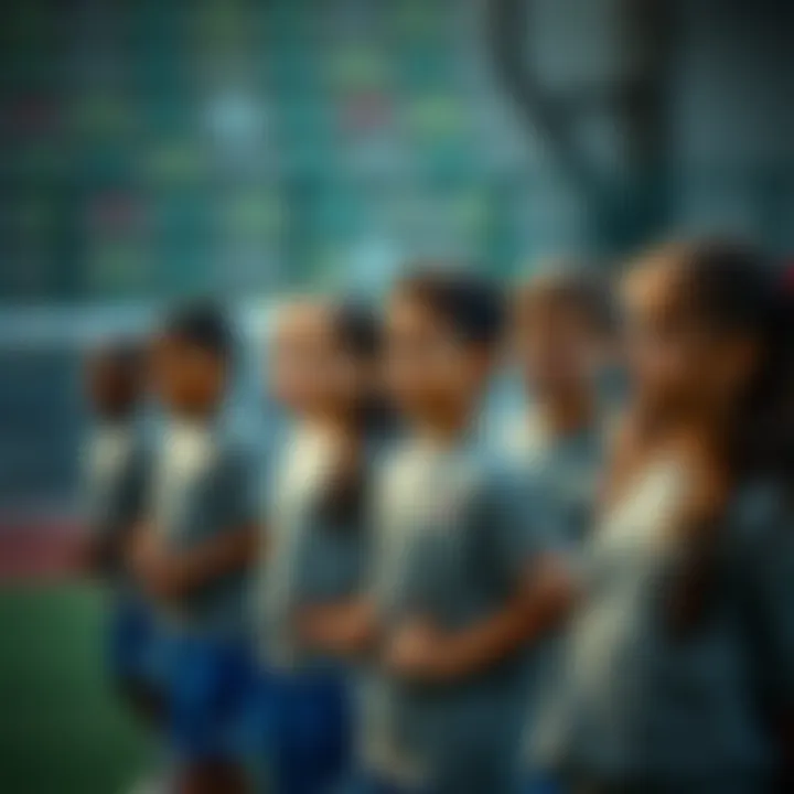 A group of children participating in a team sport