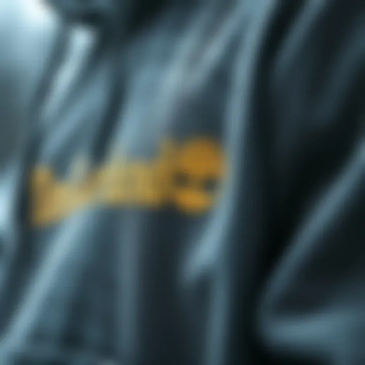 Close-up of Timberland hoodie with intricate design