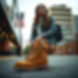 Stylish Timberland women's boots in urban setting