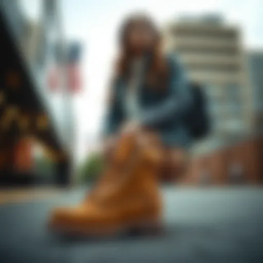 Stylish Timberland women's boots in urban setting