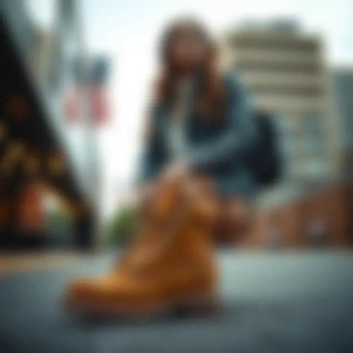 Stylish Timberland women's boots in urban setting