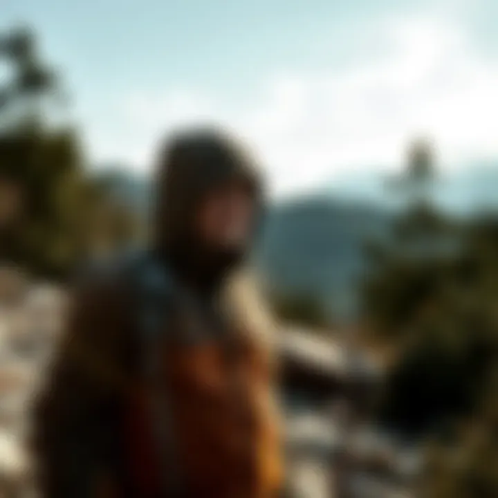 An outdoor enthusiast wearing a TNF jacket while hiking in nature.