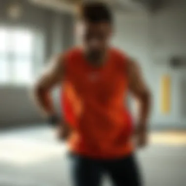 Intensity in Action with Orange Nike Air Force Athlete in action wearing orange Nike Air Force during an intense workout session.