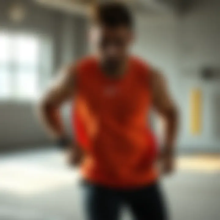 Intensity in Action with Orange Nike Air Force Athlete in action wearing orange Nike Air Force during an intense workout session.