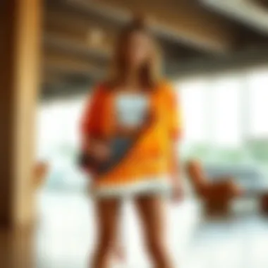 Chic Outfit Featuring Orange Nike Air Force Fashionable outfit combination highlighting orange Nike Air Force in a chic setting.