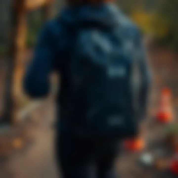 Outdoor Use of Under Armour Backpack User carrying an Under Armour backpack during outdoor activities