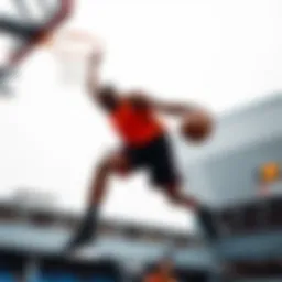 A tall basketball player showcasing agility on the court