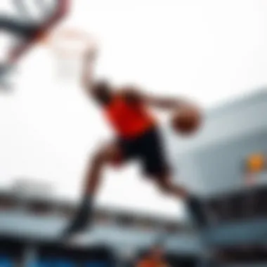 Agility in Action: The Grace of Tall Players A tall basketball player showcasing agility on the court