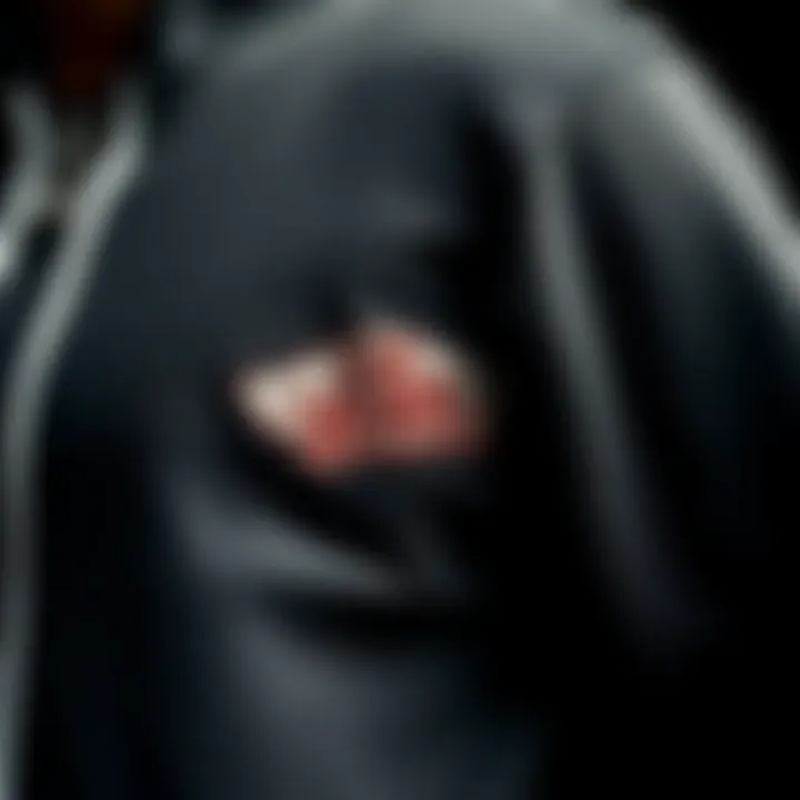 Close-up of the fabric texture of Vans zip-up sweatshirt