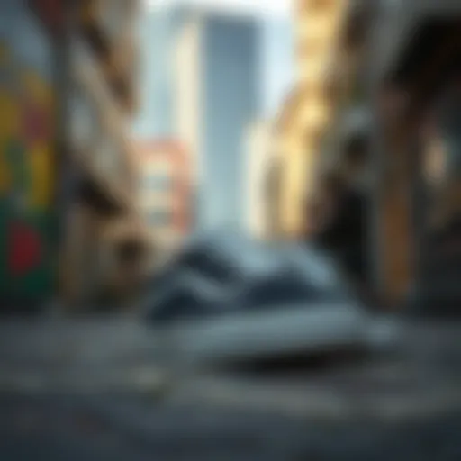 Urban Style with Vans Sneakers Dynamic shot of stylish Vans sneakers on a vibrant urban background