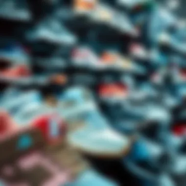 Variety of Brands for Children's Sports Shoes A display of various brands of children's sports shoes in a store.