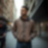 Stylish zip jacket in an urban setting