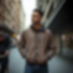 Stylish zip jacket in an urban setting